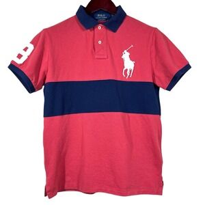 Polo Ralph Lauren Big Pony Mesh Polo Shirt Mens M Slim Fit 3 Patch Rugby Preppy